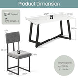 HUGROVE 5 Piece Dining Set, 47.24'' Faux Marble Dining Table Set for 4, Modern Minimalist Kitchen & Dining Room Set with Upholstered Chairs for Small Spaces, Apartments (Charcoal Velvet) HUGROVE