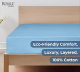 Royale Linens 100% Organic Cotton Fitted Sheet - Percale Weave - Super Soft Deep Pocket Bottom Sheets - Lake Blue Elastic Sheet Full Size - Full Fitted Sheets Only - (54"x75"+15", Lake Blue) ROYALE LINENS