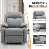 Korser Recliner Chair for Adults, Small Recliners for Small Spaces, Nursery Recliner with Adjustable Backrest, Manual Recliner with Cup Holders and Side Pockets, Chair for Living Room, Lightgrey