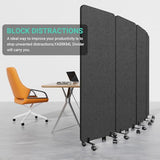 Soundproof Room Divider W/Wheels, 66in Office Dividers for Sound Proofing & Reducing, Sound Proof Dividers for Office Partitions Portable Temporary Wall Acoustic Wall Divider (Cool Grey, 4 Panel) YASRKML
