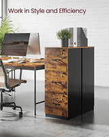VASAGLE 3-Drawer Vertical File Cabinet, Filing Cabinet for Home Office, Printer Stand, with 3 Lockable Drawers, Adjustable Hanging Rail, for A4 and Letter-Size Files, Rustic Brown and Black UOFC055B01 VASAGLE