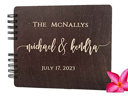 Wood Wedding Guest Book Personalized Wooden Rustic Charm Custom Engraved Bride and Groom Names Date Vintage Monogrammed Unique Bridal Gift Idea Guest - WoodArtSupply