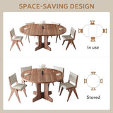 iPormis 59" Round Extendable Dining Table for 4-6, Modern Kitchen Table with Heavy Duty Pedestal Base & Wooden Top, Oval Dining Room Table for Dining Living Room, Easy Assembly, Walnut iPormis