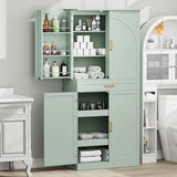 HQZX 71’’ Tall Kitchen Pantry Cabinet, Pantry Storage Cabinet with 6 Doors Shelves, Large Drawer & 2 Pull Out Shelves, Freestanding Cupboard for Kitchen, Dining Room, Green HQZX