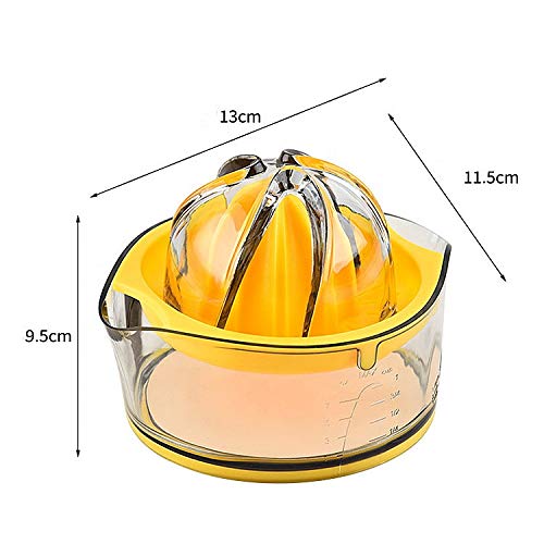 Kasmoire Citrus Lemon Orange Juicer, Manual Hand Squeezer with Built-in Measuring Cup and Strainer, 8OZ (Yellow) Kasmoire