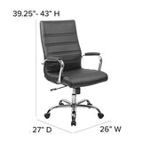 Flash Furniture Whitney High-Back Swivel LeatherSoft Desk Chair with Padded Seat and Armrests, Adjustable Height Padded Office Chair, Black/Chrome Flash Furniture