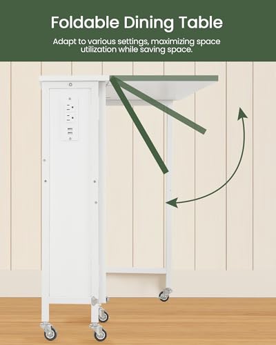 CHOEZON 31.5" Modern White Folding Computer Desk with Power Outlets, Wheels, Storage, Perfect for Small Spaces White TDN01UWB CHOEZON