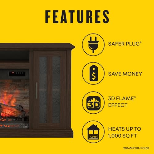 duraflame® Electric Fireplace TV Stand, Farmhouse Media Mantel with Storage, Stromburg Oak Duraflame