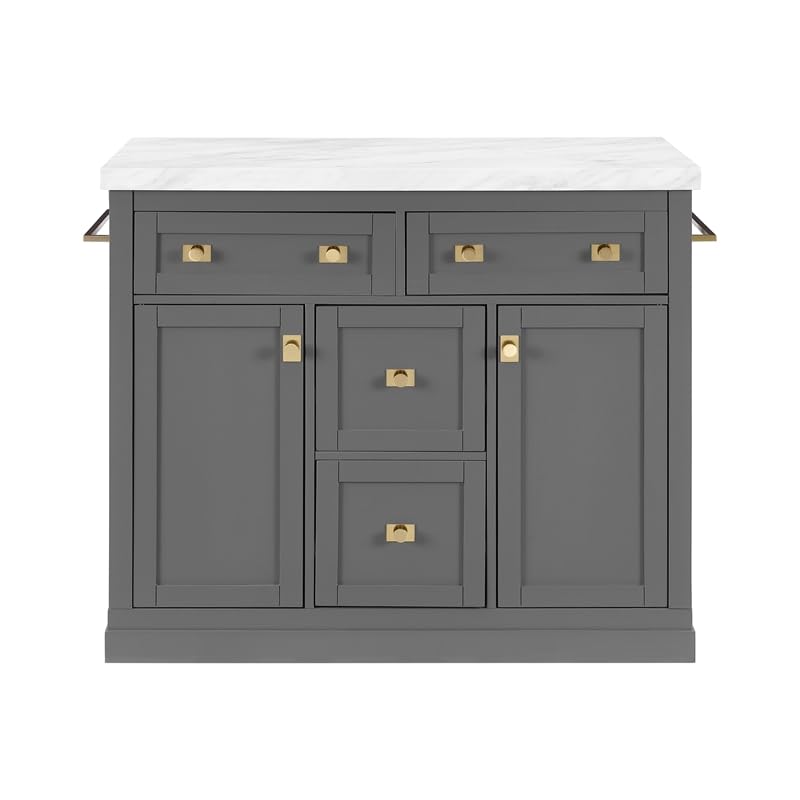 Pemberly Row Modern Wood Kitchen Island with Storage in Gray/White Pemberly Row