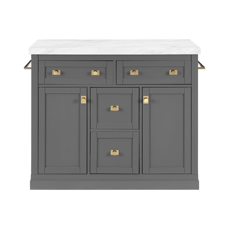 Pemberly Row Modern Wood Kitchen Island with Storage in Gray/White