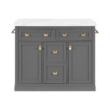 Pemberly Row Modern Wood Kitchen Island with Storage in Gray/White Pemberly Row