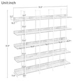 Nahenduo 5 Tier Large Open Bookshelf, Industrial Bookshelf with Back Fence, 400lbs Capacity, Wooden Office Bookcase with Metal Frame for Home Office Living Room, Easy Assembly (Oak and White Frame) Nahenduo