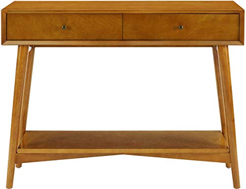 Crosley Furniture Landon Sofa Console Table with Drawers and Shelf for Hall, Entryway, or Living Room, Acorn Crosley Furniture