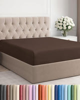 Queen Fitted Bed Sheet - Bottom Single Fitted Sheet Only - Ultra-Soft Hotel Luxury Bedding w/ 8-16 Inch Deep Pockets - Breathable, Cooling & Wrinkle Free - Easy-Care, Fade & Shrink Resistant - Brown CGK Unlimited