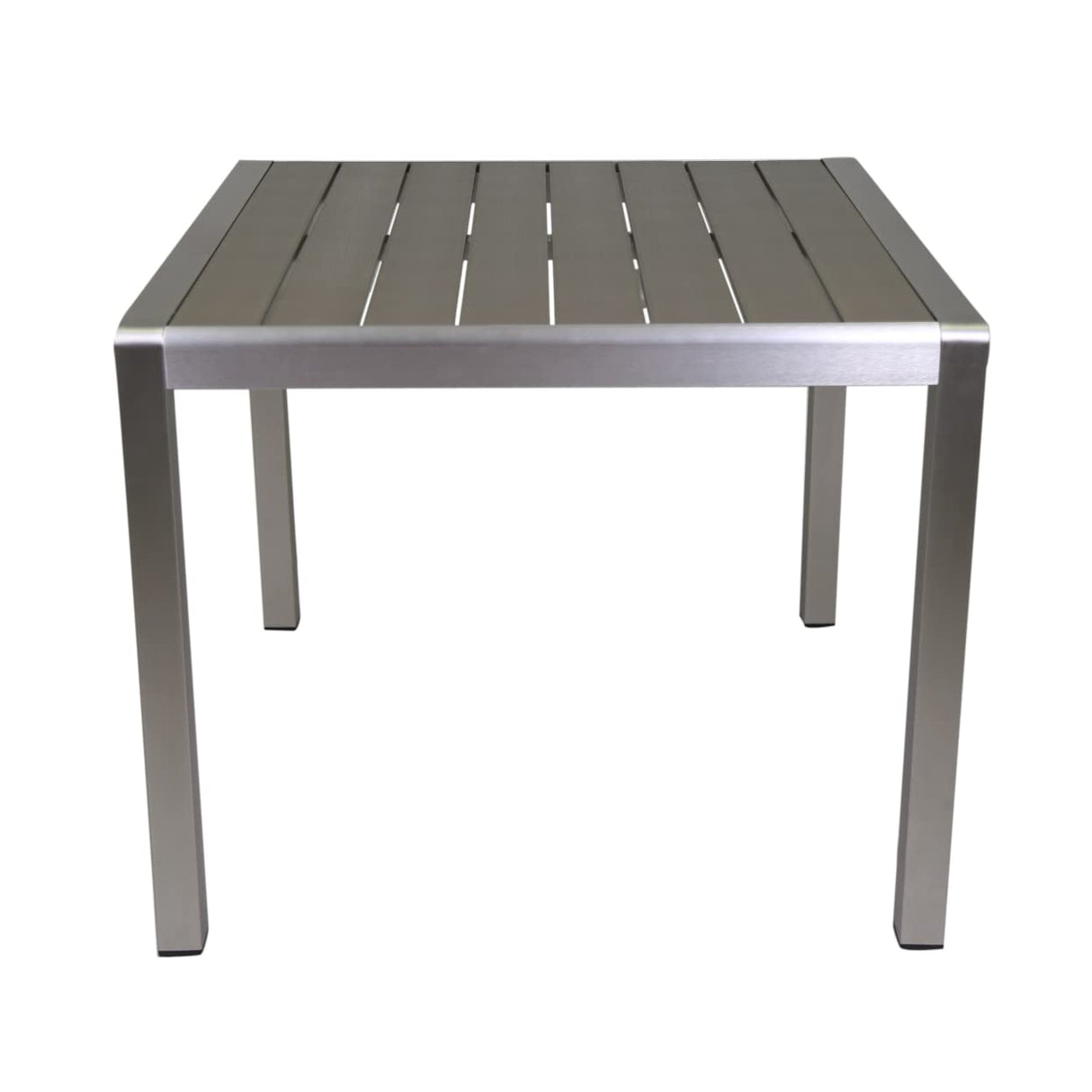 Christopher Knight Home Louie Coral Outdoor Dining Anodized Aluminum-Faux Wood Table Top-Square Gray-35, Silver + Gray Christopher Knight Home