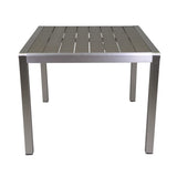 Christopher Knight Home Louie Coral Outdoor Dining Anodized Aluminum-Faux Wood Table Top-Square Gray-35, Silver + Gray Christopher Knight Home