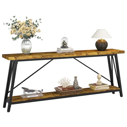 Tribesigns 70.9 Inches Extra Long Sofa Table Behind Couch, Industrial Entry Console Table for Hallway, Entryway & Living Room, Rustic Brown Tribesigns