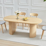 70.8 Inch Dining Table for 4-6 People, Oval Kitchen Table with Semi-Cylindrical Legs Base, Modern Farmhouse Round Dinner Tables for Dining Room Kitchen Living Room (Natural) weselon