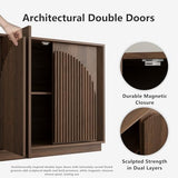 win2win Fluted Sideboard Buffet Cabinet with Storage, 65" Mid Century Modern Accent Cabinet with Double-Layered Arch Doors,Wood Media TV Console Table Credenza for Living Room Hallway Entryway,Walnut win2win