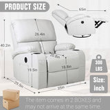 LEVELEVE Rocking Recliner Chair, Massage Rocker Recliner Chair with Vibration Massage and Heat, USB and Type-C Ports,360° Swivel Faux Leather Chairs, Living Room, Bedroom, Nursery, RV, Light Grey