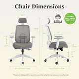HON Altern Ergonomic Office Chair with Headrest, Arms, Foam Cushion Seat, Mid Back Home Office Desk Chair Comfy, Gaming Chair, Height Adjustable Arms, Synchro-Tilt, Seat-Slide, White Frame, Frost HON