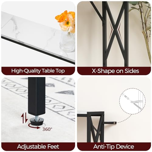 MAHANCRIS 39.4” Narrow Sofa Table with Charging Station, Skinny Console Table, Slim Entryway Hallway Couch Table, for Entrance, Foyer, Living Room, Hallway, Marble CTHM151E01 MAHANCRIS
