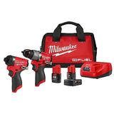 Milwaukee M12 FUEL 12-Volt Lithium-Ion Brushless Cordless Hammer Drill and Impact Driver Combo Kit w/2 Batteries and Bag (2-Tool) Milwaukee