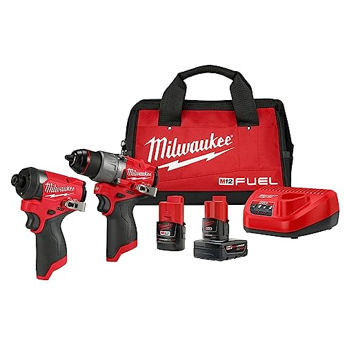 Milwaukee M12 FUEL 12-Volt Lithium-Ion Brushless Cordless Hammer Drill and Impact Driver Combo Kit w/2 Batteries and Bag (2-Tool) - WoodArtSupply