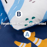 A Nice Night 5Pcs Bed in A Bag Cartoon Cartoon Car Kids Comforter Set Construction Bedding Set, Race Car Motorcycle Truck Pickup Printed, Twin,Dark Blue A Nice Night