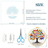 Zhenqing Rainbow Tree of Life Embroidery Kit for Beginners - 29x29cm Printed Fabric with Hoop & Full Tools (C0060)