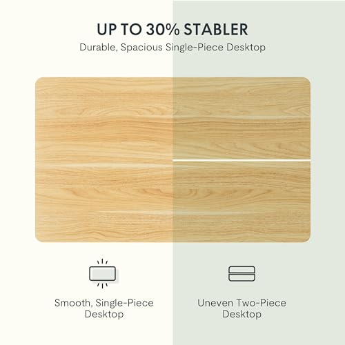 FLEXISPOT Height Adjustable Desk 48 x 30 inch Electric Standing Desk Whole-Piece Desk Board Stand Up Desk for Home Office (Gray Frame + 48" Natural Top) FLEXISPOT