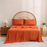 JSD Burnt Orange Queen Sheet Set with Side Pocket Corner Straps, 4 Piece Soft Microfiber Bed Sheets Extra Deep Pocket JSD