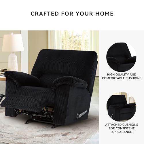 Signature Design by Ashley SimpleJoy Casual Rocker Recliner with Pillow-Top Armrest, Black