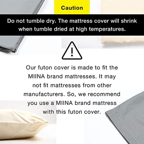 MIINA 100% Cotton Cover for Traditional Japanese Floor Futon Mattress, 71 x 82 / for 70 x 80【Do not Tumble Dry】 Made in Japan (King, Gray) MIINA