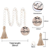 Meplait Welcome Wooden Bead Garland with Tassel, Decorative Beads Home Decor Farmhouse Tassel Garland Boho Decor for Tiered Tray（38in） Meplait