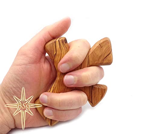 Dacaret Factory Healing Cross | Olive wood | 5'' fits in the hand for praying | Confirmation, First Communion Gifts | Loss of a dear one | Memorial | Christmas Gift (With Engraving) - WoodArtSupply