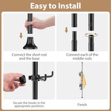 Sempicad Coat Rack Freestanding, 56 to 125 inch Adjustable Tension Rod Coat Hanger with 12 Hooks for Hanging Coat, Jacket, Hat, Scarf, Suitable for Living Room, Balcony, Kitchen Black… Sempicad