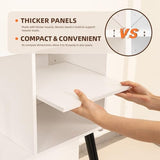 UODERS Record Player Table, Mid-Century Record Player Stand with Vinyl Storage Hold Up to 150+ Albums, Vinyl Record Cabinet with Adjustable Shelves, Wood Turntable Stand for Music Living Room (White) UODERS