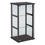 BOWERY HILL Contemporary 3 Shelf Glass Curio Display Cabinet,Wood Ladder Frame, in Black BOWERY HILL