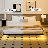 YIADDTION King Size Floating Bed Frame with Smart LED Lights, Modern Metal Platform Floating Bed Frame King - Heavy Duty Easy Assembly No Box Spring Needed and Noise Free YIADDTION