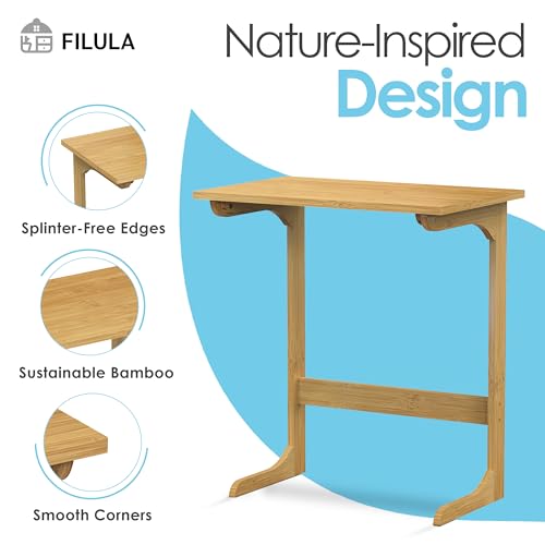 FILULA - Bamboo TV Tray Table - Convenient TV Tables for Eating and Working from Home - Stylish TV Dinner Table for Couch That Slide Under - TV Trays - C Table (C-Shape) - WoodArtSupply