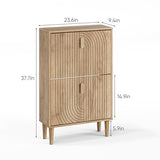Morwdxef Shoe Cabinet Storage for Entryway with 2 Flip Drawers, Narrow Shoe Cabinet for Entryway, Hidden Slim Shoe Organizer Rack Cabinet (Natural, 23.6" W) Morwdxef