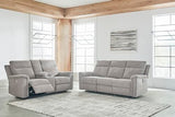 Signature Design by Ashley Barnsana Minimalist Power Reclining Loveseat with Console and USB Charging Ports, Light Gray Signature Design by Ashley