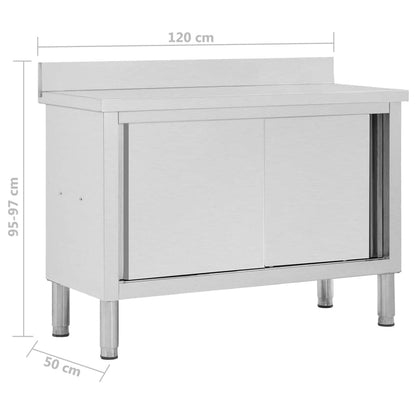 CHARMMA Kitchen Work Table with Sliding Doors Free Standing Stainless Steel Storage Cabinet with 2 Storage Shelves for Kitchen,Hotel,Canteens 47.2"x 19.7"x 38.2"(LxWxH)