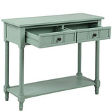 Knocbel Antique Entry Console Table with Drawers & Bottom Open Shelf, Wood Sofa Tables for Entryway Hallway Living Room, 35.43" W x 13.8" D x 30.25" H, Retro Blue Knocbel