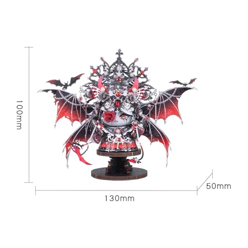 MU 3D Metal Puzzles for Adults Magnetic Interchangeable Cat Head Puzzle Vampire Dark Queen Kitty with 2 Base, Spooky Puzzle Metal Models Kits Building, DIY Sets Cat Lover Owner Gifts Collectibles