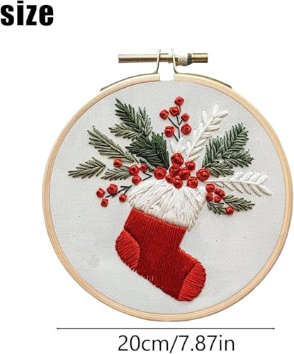 YOUDRN Christmas Embroidery Kits,Gnomes Embroidery Kits for Adults,Christmas Embroidery Kit for Beginners with Pattern,Cotton Threads,Needles,Instruction,20cm Hoop (gnome)
