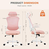 Sweetcrispy Home Office Managerial Executive Chair, High-Back Mesh with Adjustable Headrest, Flip-up Armrest Comfortable Lumbar Support, Comfy Arms for Bedroom,Study,Student Sweetcrispy