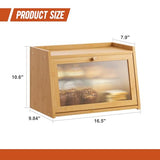 GHWIE Large Bread Box, Easy Access & Cleaning - Bamboo Bread Box for Kitchen Countertop with Acrylic Door,Natural GHWIE