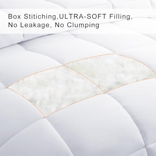 COHOME Premium Full Size Comforter, All-Season Quilted Down Alternative Duvet Insert, Luxury Hotel GentleSoft Comforter with Anti-Clump Tech & 8 Tabs - Reversible - White 82x86 inches COHOME